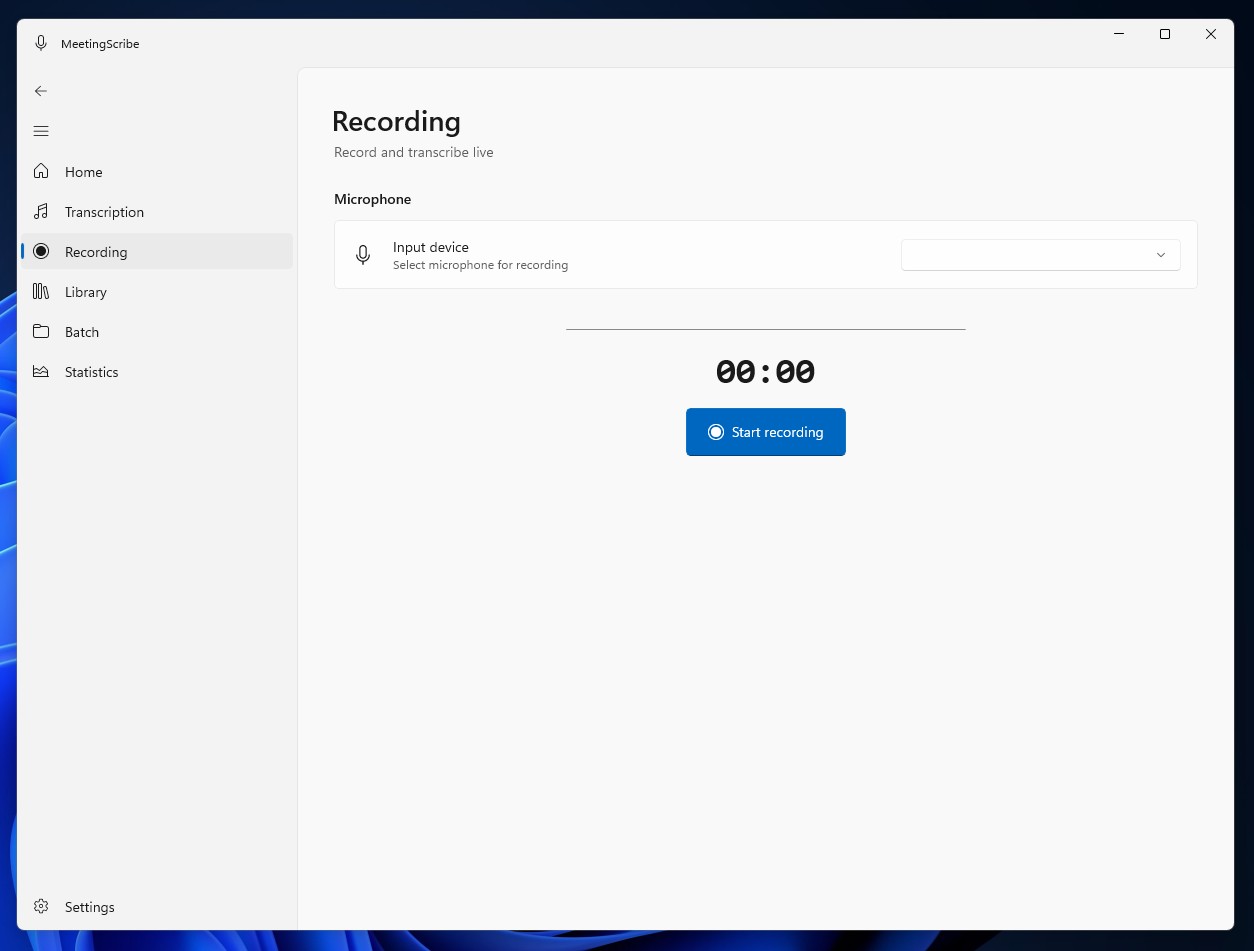 MeetingScribe Aufnahme